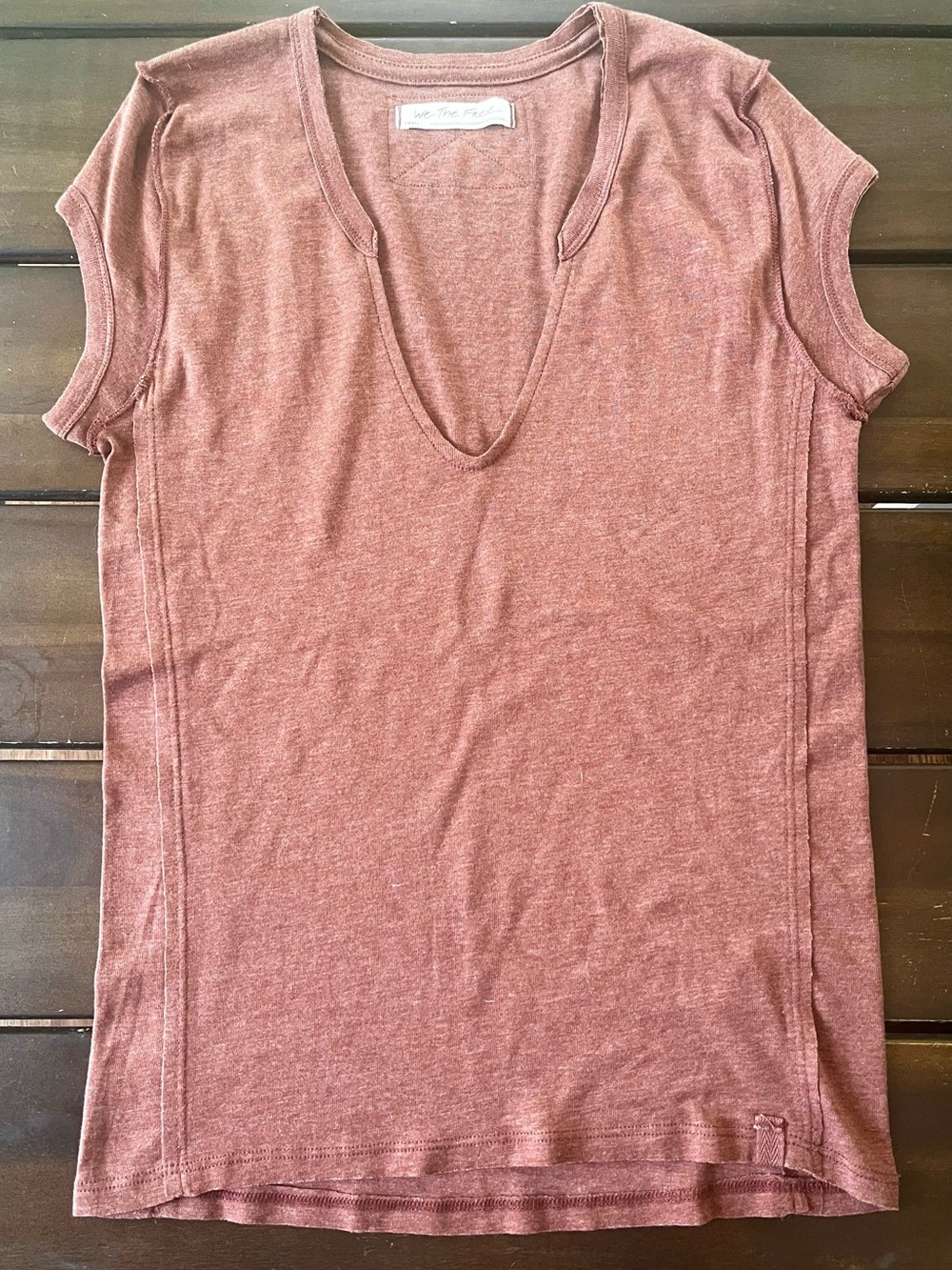 We The Free Heathered Rust Knit Tee in Deep Red